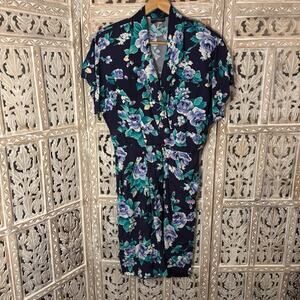 Vintage 1990s Cimmaron Romper Floral Vacation Tropical Summer SZ 11/13 USA Made